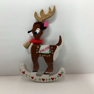 Vintage Kurt Adler Santa's Reindeer Dasher Christmas Ornament Wooden 1977